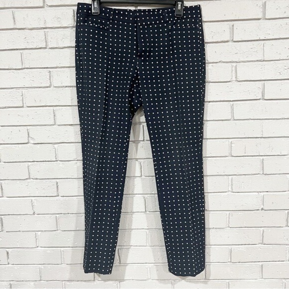 Banana Republic Sloan Fit Polka Dot Navy Blue Ankle Pants Womens 6 Slim Tapered